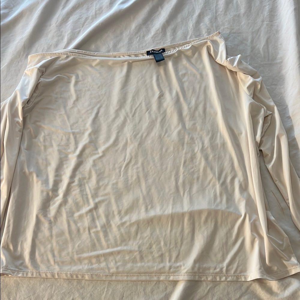 Express Cream Long Sleeve Boxy Blouse